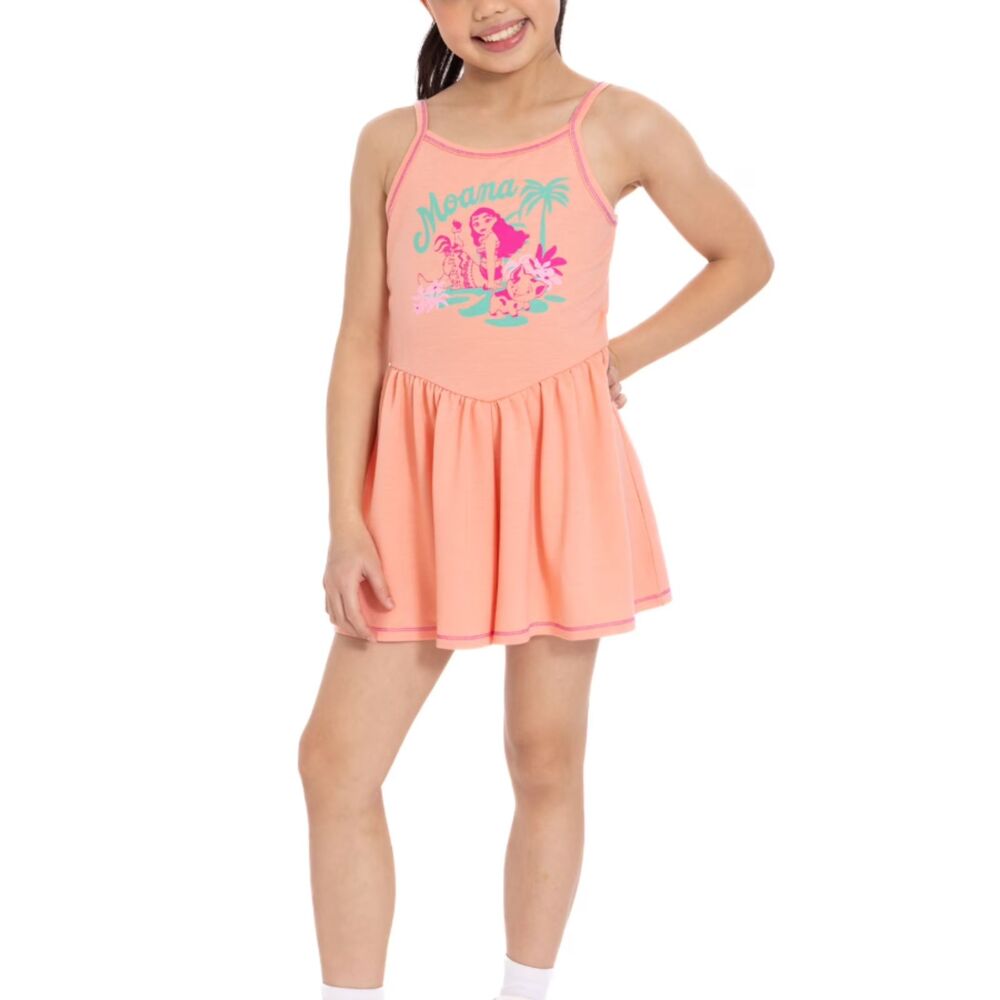 Disney Moana Girls Sleeveless Graphic Fresh Salmon Romper L